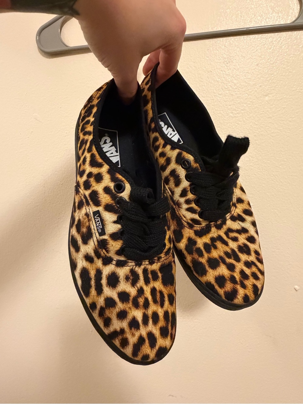 Vans Leopard Print Canvas Lace-Up Sneakers - Tan/Black